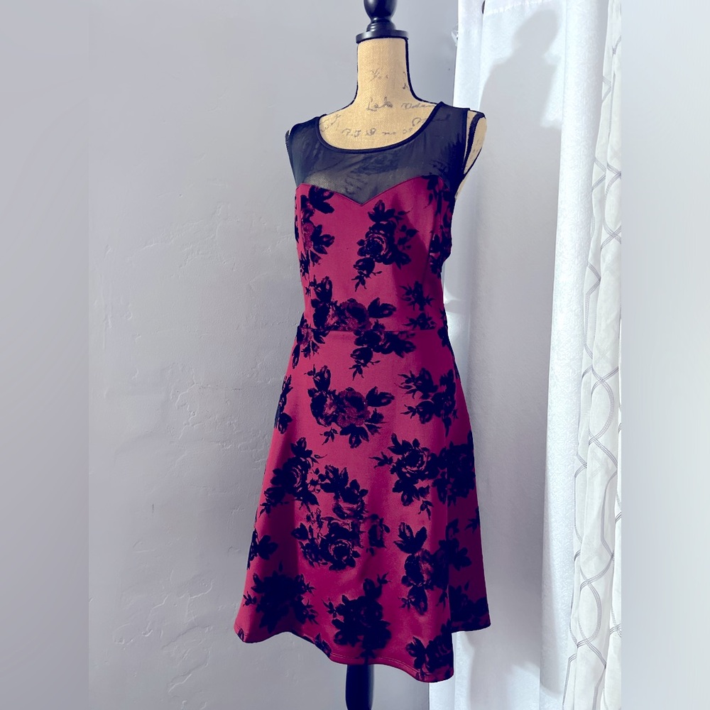 Trixxi Red Floral Midi Dress 2X